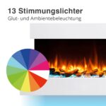 Ηλεκτρικό τζάκι τοίχου IRIS με 13 επιλογές χρωματισμού εφέ εστίας και κρυφού φωτισμού